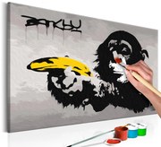 Направете своя собствена картина на платно - Маймуна (Графити на улица Art of Banksy) 60x40