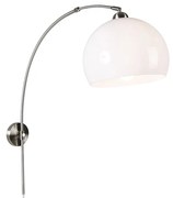 Интелигентна стенна арка лампа стомана с бял абажур с Wifi A60 - Bow