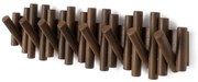 Тъмнокафява стенна закачалка от масивен бор 61 cm Picket – Umbra