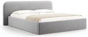 Светлосиво двойно тапицирано легло с място за съхранение с включена подматрачна рамка 140x200 cm Elizabeth – Micadoni