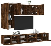 3216562 vidaXL ТВ стенни шкафове, 5 части, опушен дъб, инженерно дърво