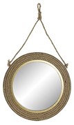 Стенно огледало DKD Home Decor Кафяв Метал Кристал Въже Златен (46 x 2 x 46 cm)