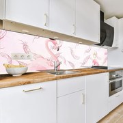 Стъклен гръб за кухня - Розово фламинго