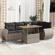 3327266 vidaXL Градински диван с възглавници, 6 части, полиратан, сив