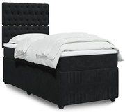 3292270 vidaXL Боксспринг легло с матрак, черно, 100x200 см, кадифе