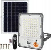 LED димируем соларен прожектор LED/50W/3,2V 5000K 6000 mAh IP65 черен + ДУ