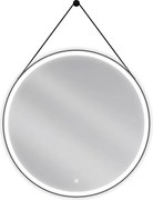 Mexen Reni осветено кръгло огледало за баня, 90 см, LED 6000K, срещу запотяване, черна рамка - 9812-090-090-611-70