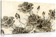 Картина на платно – Винтидж букет от рози в сепия