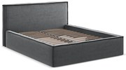 Тъмносиво двойно тапицирано легло с място за съхранение и включена подматрачна рамка 160x200 cm Anani – Makamii