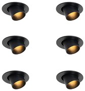 Комплект от 6 вградени спота черни GU10 35mm кръгли с наклон - Installa