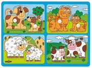 Woody - Дървен пъзел с дръжки, Домашните любимци и техните малки