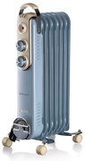 Маслен радиатор Ariete VINTAGE 0837/05, 1500W, 7 ребра, 15 м2, 3 степени, Въртящи се на 360 колелца, Дръжка, Син