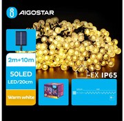 Aigostar - LED соларен декоративен низ 50 LED/8 функции 12м IP65 топло бяло