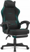 CABRO C502 геймърски стол от плат с подложка за крака, до 150 кг, черен и зелен