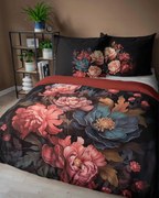 Черни памучни чаршафи с флорален десен 3 časti: 1ks 160x200 + 2ks 70x80