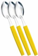 Лъжичка за десерт 3 бр с пластмасова дръжка жълта (4511/3) SIM-BELIZE