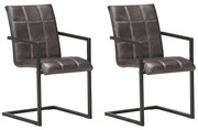 321854 vidaXL Конзолни трапезни столове, 2 бр, сиви, естествена кожа