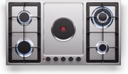 Klarstein MultiChef 5 Hot Plate, електрически и газов котлон, 5 зони за готвене, 4 горелки, 1 електрически котлона