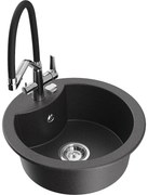 Mexen Diego мивка от гранит с 1 камера с кухненски смесител Duo, черен с пръски - 6512-76-671701-07