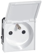 Legrand 077119 Kонтакт 2P+E с капачка Mosaic 2M френски стандарт с автоматични клеми бял  - 077119