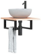 3302553 vidaXL Стенен рафт за мивка, стомана и масивно дърво дъб