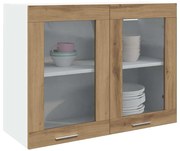 856120 vidaXL Висящ стъклен шкаф "Lyon", дъб Artisan, 80x31x60 см, инженерно дърво