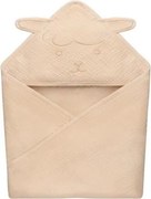 Lionelo - Детска муселинова хавлия с качулка, пясъчно-бежова