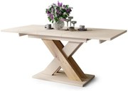 КАРО Бежов (Шампанско)/Дъб Артисан - МОДЕРНА РАЗТЕГАТЕЛНА МАСА ДО 180 cм!