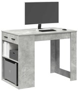 858689 vidaXL Бюро с чекмедже&рафт бетонно сив 102x62x77,5 см инженерно дърво