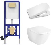 Комплект за WC, Duplo Neo 4 в 1, The Gap Square Rimless + бутон по избор, A890030020 + A34647L000 + A80147200B