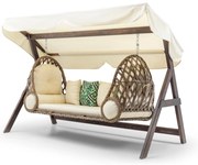 Градински троен люлеещ се стол Saltanat, цвят Кремав