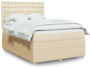 3292070 vidaXL Боксспринг легло с матрак, кремаво, 140x190 см, плат