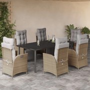 3213460 vidaXL Градински комплект с възглавници 7 части бежов микс полиратан