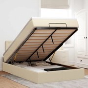 3312469 vidaXL Османска легло с матрак и LED, кремаво, 120x200 см, плат