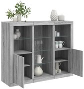 3209126 vidaXL Сайдборди с LED осветление, 3 бр, сив сонома, инженерно дърво