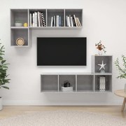 3079812 vidaXL Комплект ТВ шкафове от 4 части, бетонно сив, инженерно дърво
