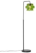 Ретро подова лампа черна със зелено стъкло - Denise