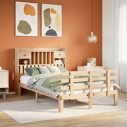 3322786 vidaXL Легло с етажерка за книги, без матрак, 135x190 см, бор масив