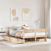 3306381 vidaXL Рамка за легло без матрак, 140x200 см, масивна чамова дървесина