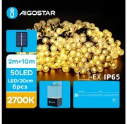 Aigostar - LED соларни декоративни лампички 50xLED/8 функции 12 м IP65 топло бял