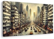 Картина на платно – Градска улица по залез