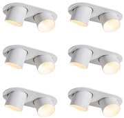 Комплект от 6 вградени спота бели GU10 50mm 2-Light - Installa