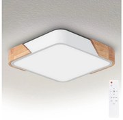 Brilagi - Димируемо LED осветително тяло PILANA LED/48W/230V дъб/бяло 42x42 см + дистанционно управление