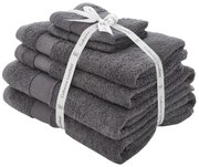 Тъмносиви памучни хавлии и кърпи за баня в комплект от 6 бр. от тери Anti-Bacterial – Catherine Lansfield