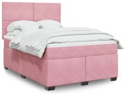 3293205 vidaXL Боксспринг легло с матрак, розова, 140x190 см, кадифе
