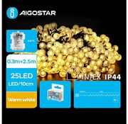 Aigostar - LED Екстериорни коледни лампички 25xLED/3xAA/8 функции 2,8 м IP44 топло бял