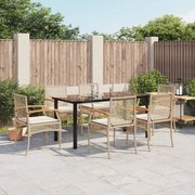3213635 vidaXL Градински комплект с възглавници, 7 части, бежов полиратан
