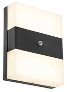 Външна стенна лампа черна IP44 с LED с датчик за здрач - Dualy