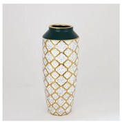 Керамична ваза 31x12,5 см бял/златист/зелен