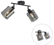 Дизайнерски плафон черен с димно стъкло 2 светлини - Domo